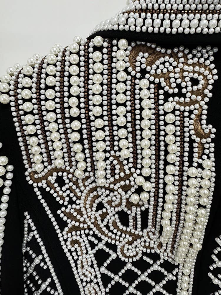 JK133Y Luxurious Hand-Embroidered Beaded Diamond Short Coat