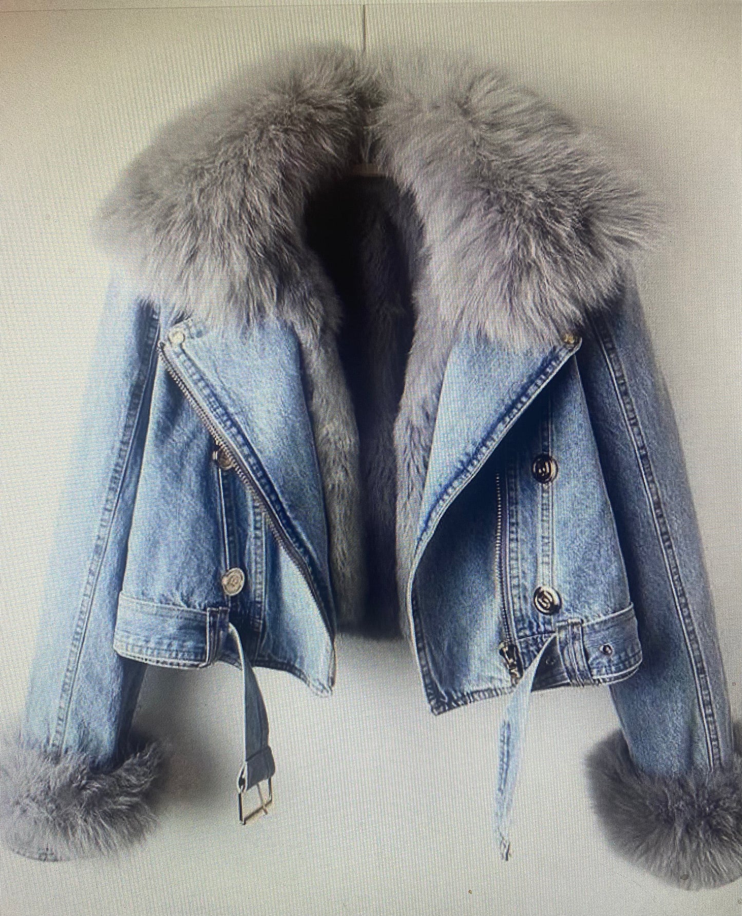 Women’s Detachable Faux Fur Lining Denim Jacket