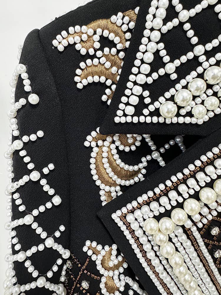 JK133Y Luxurious Hand-Embroidered Beaded Diamond Short Coat