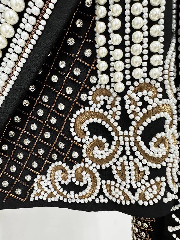 JK133Y Luxurious Hand-Embroidered Beaded Diamond Short Coat