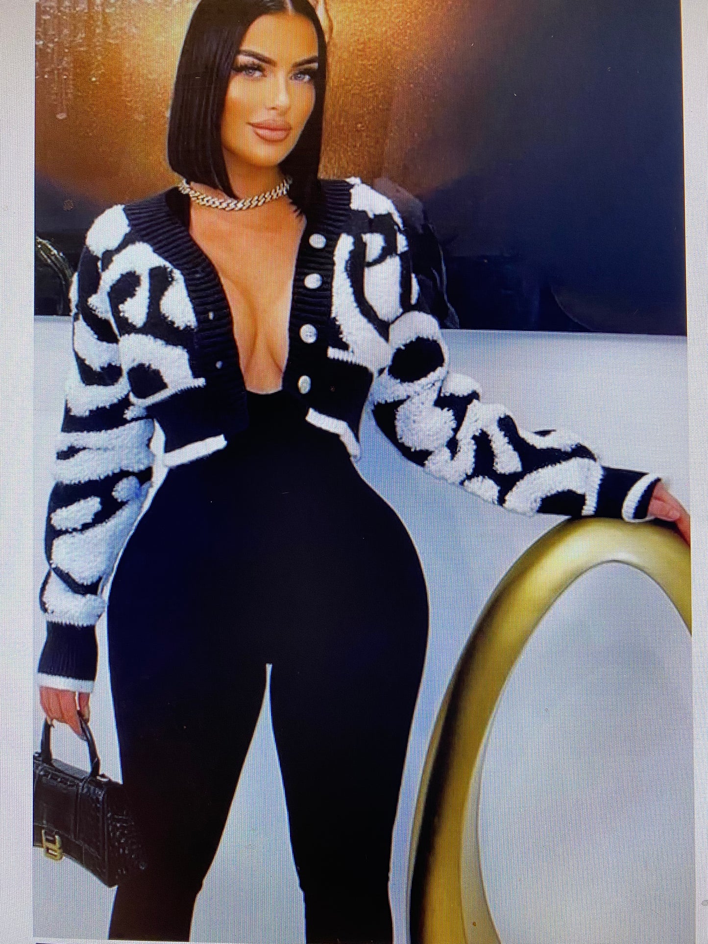 Color Block Crop Sweater Cardigan