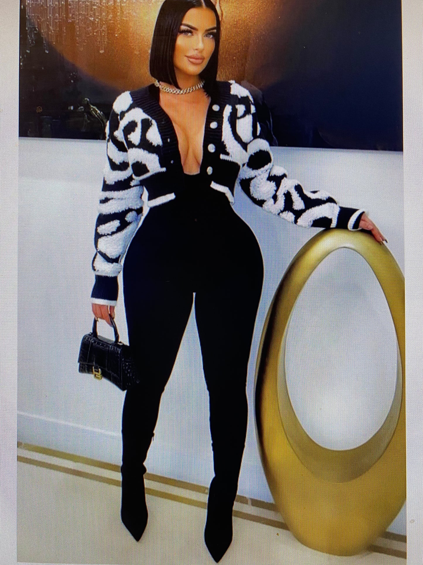 Color Block Crop Sweater Cardigan