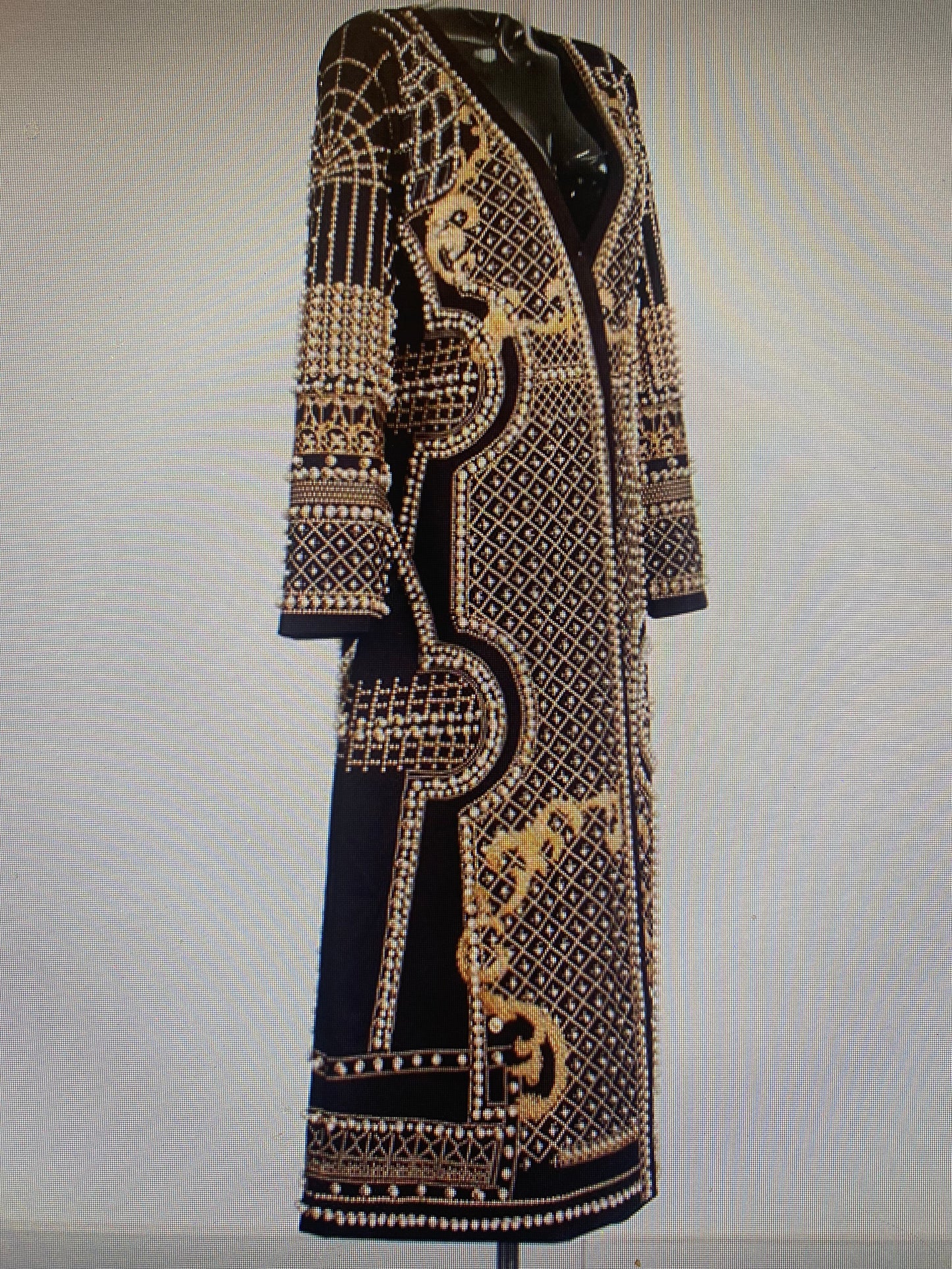 Beaded V-Neck Long-Sleeve Trench Coat for Women