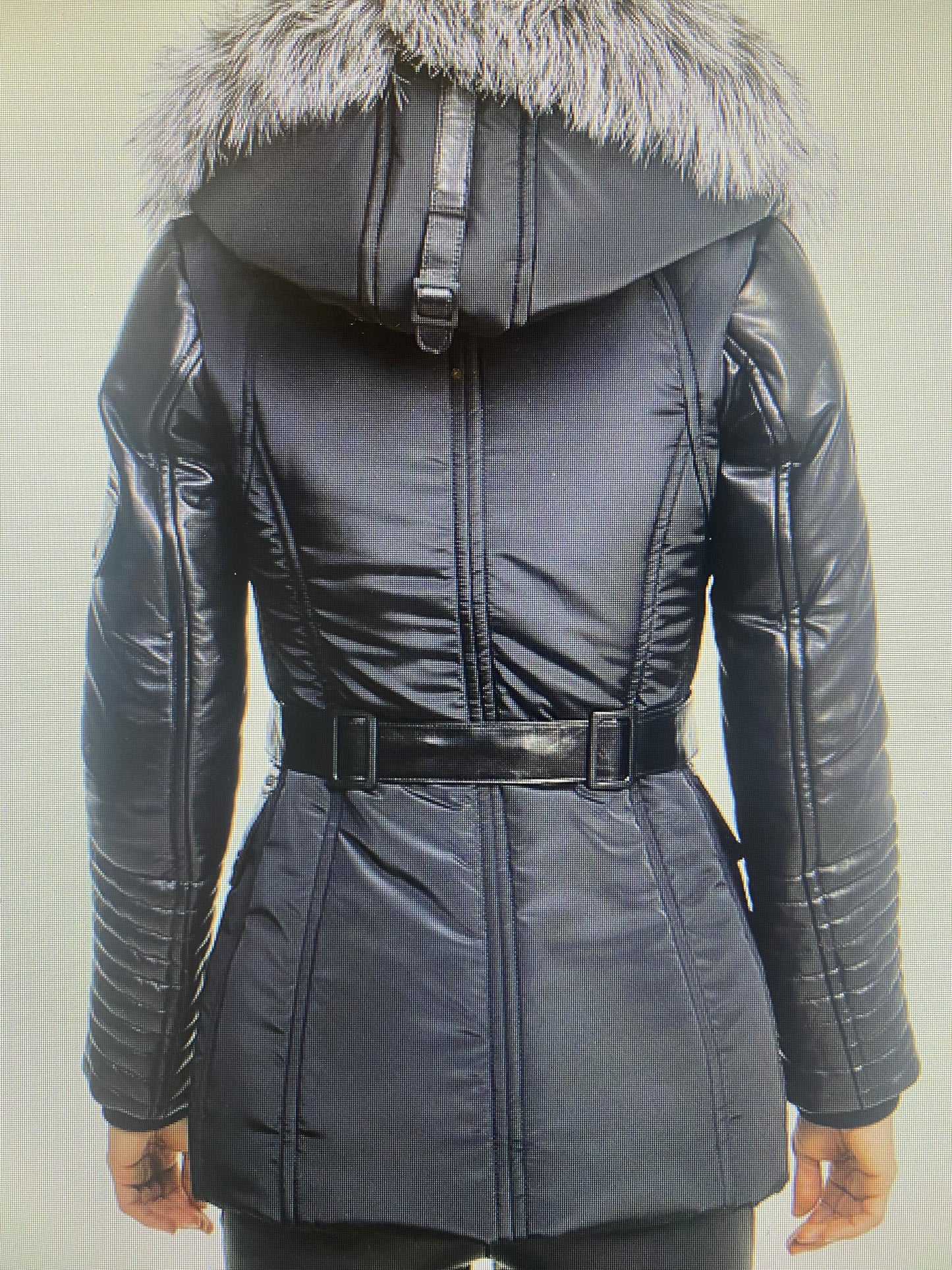 Kim Leather Sleeve Jacket with Silver Fox Fur