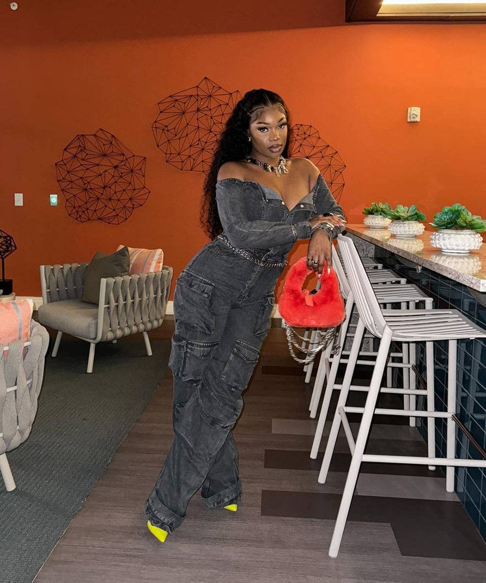 Asymmetric Denim Cardigan Set